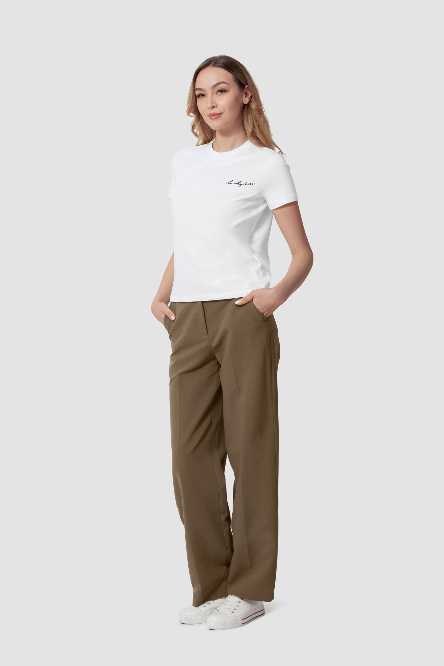 T-shirt white ladies logo small
