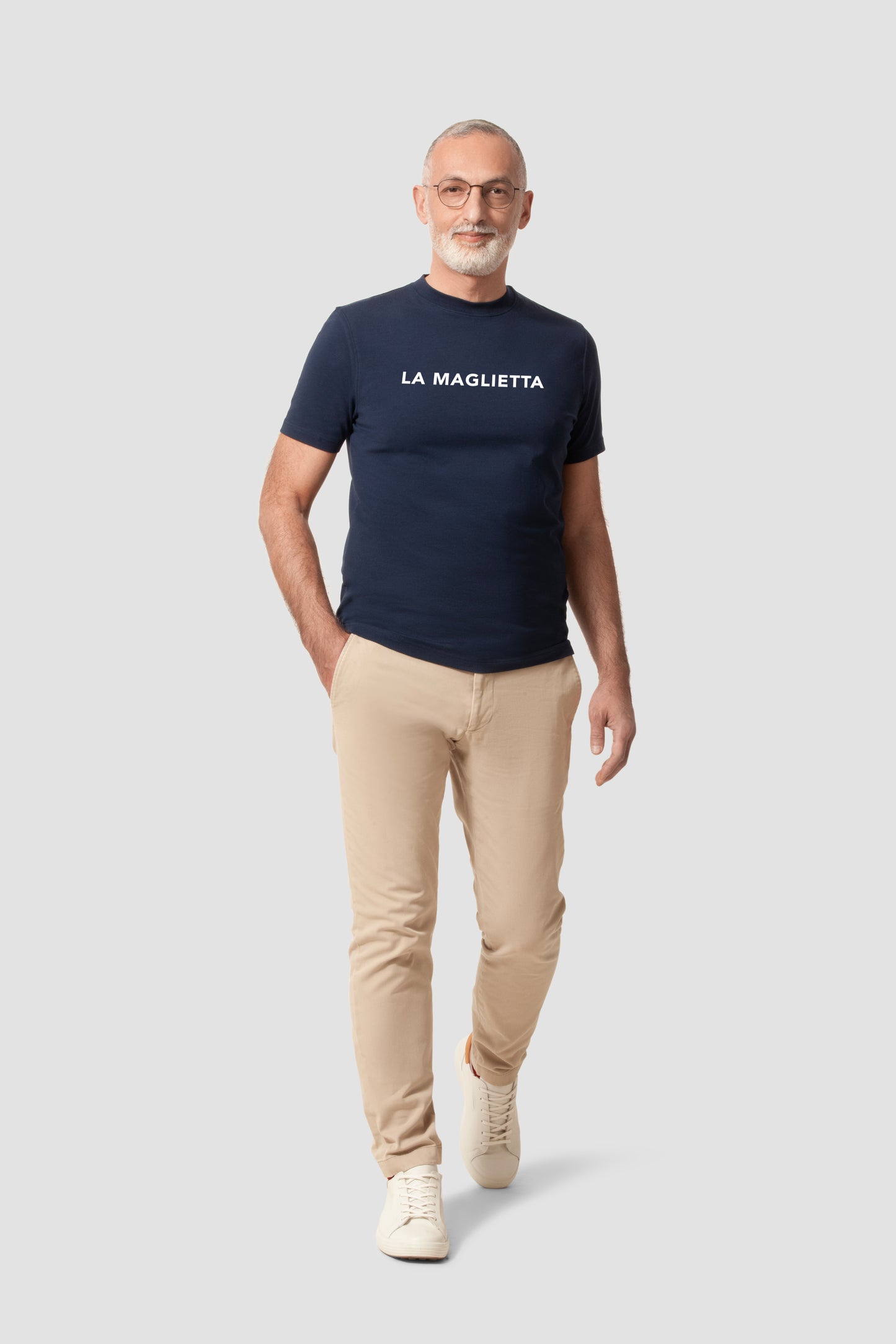 T-shirt blue men's logo large SLIM FIT