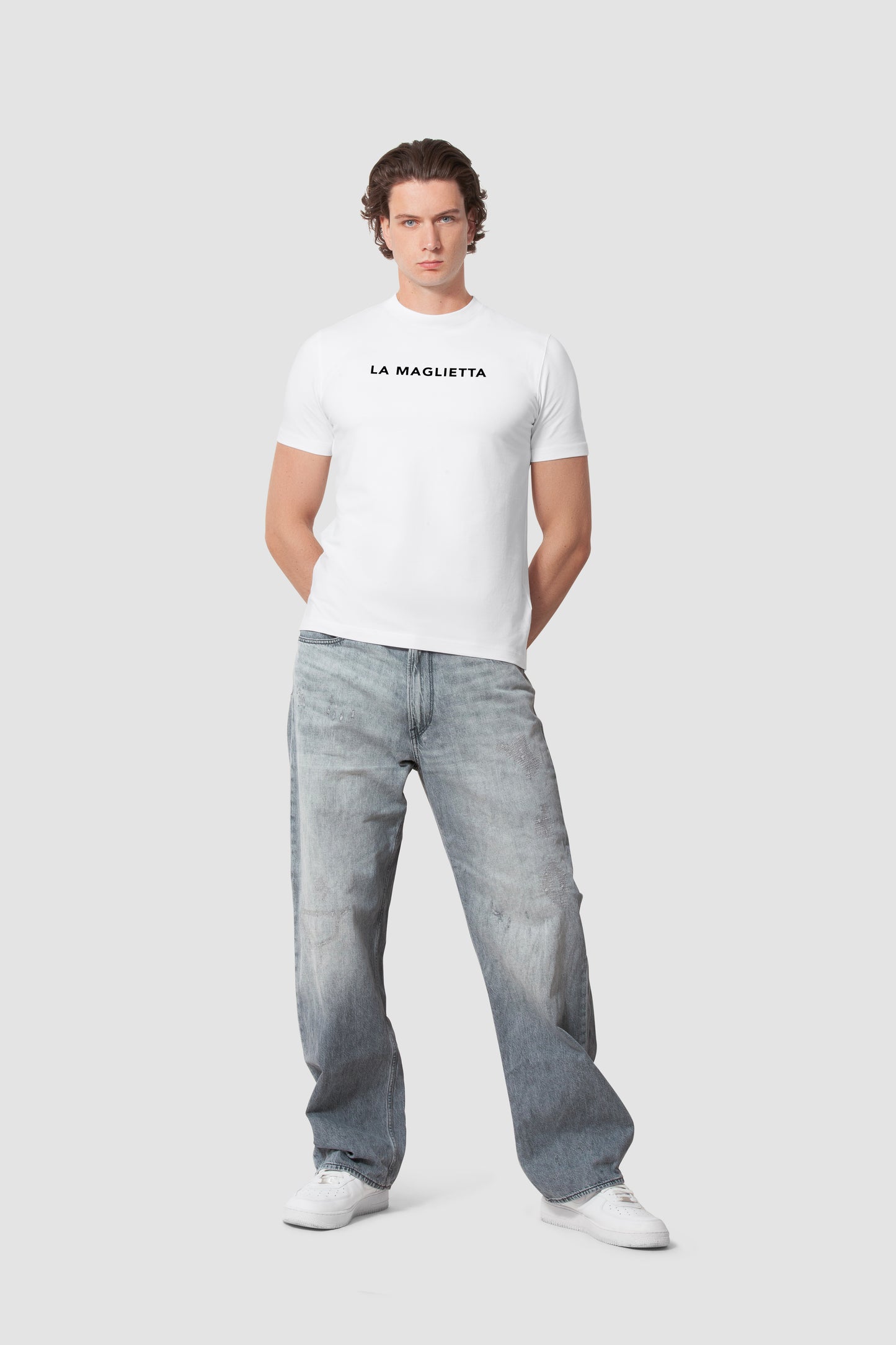 T-shirt white men's logo large SLIM FIT