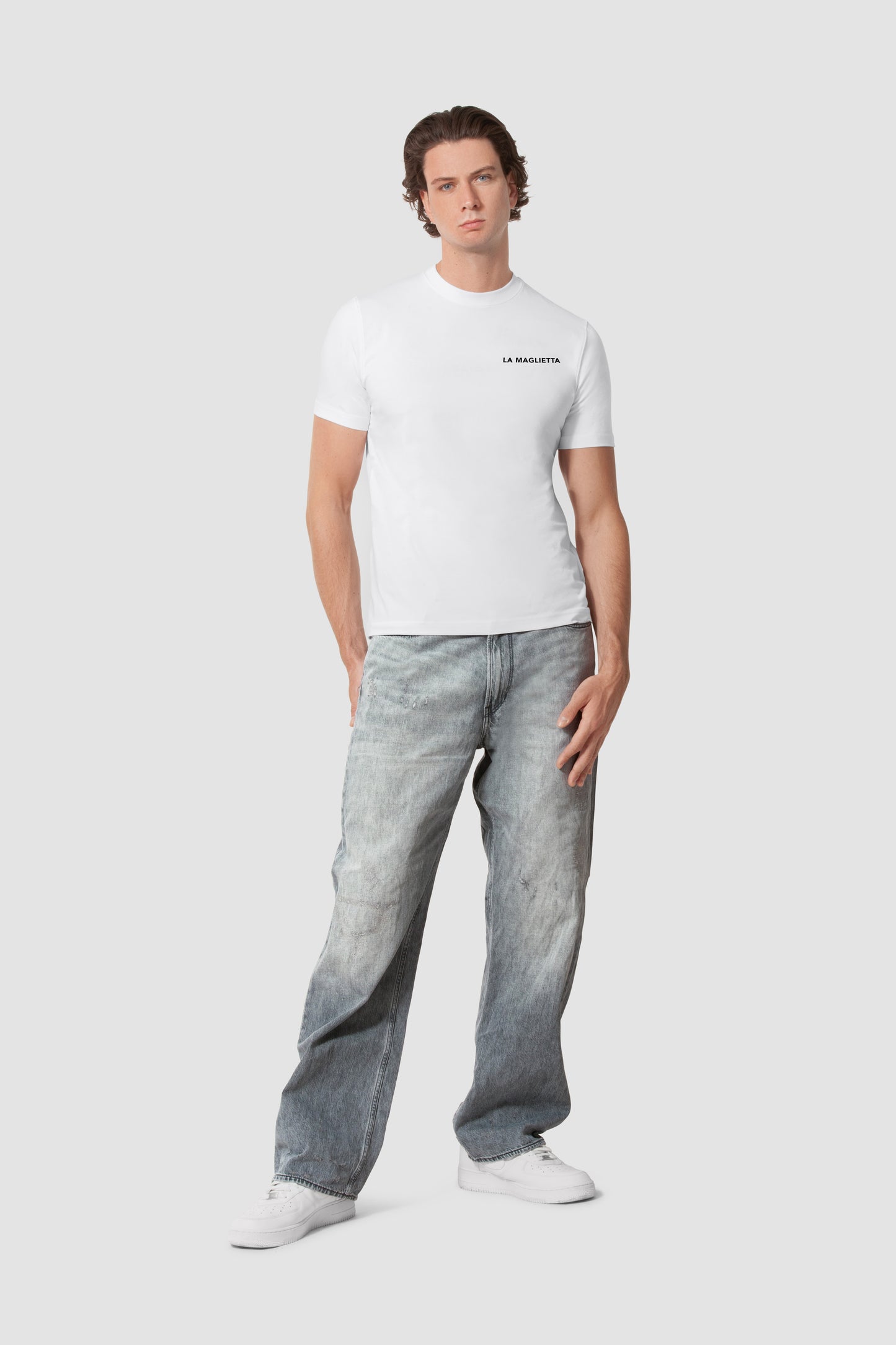 T-shirt white men's logo small SLIM FIT