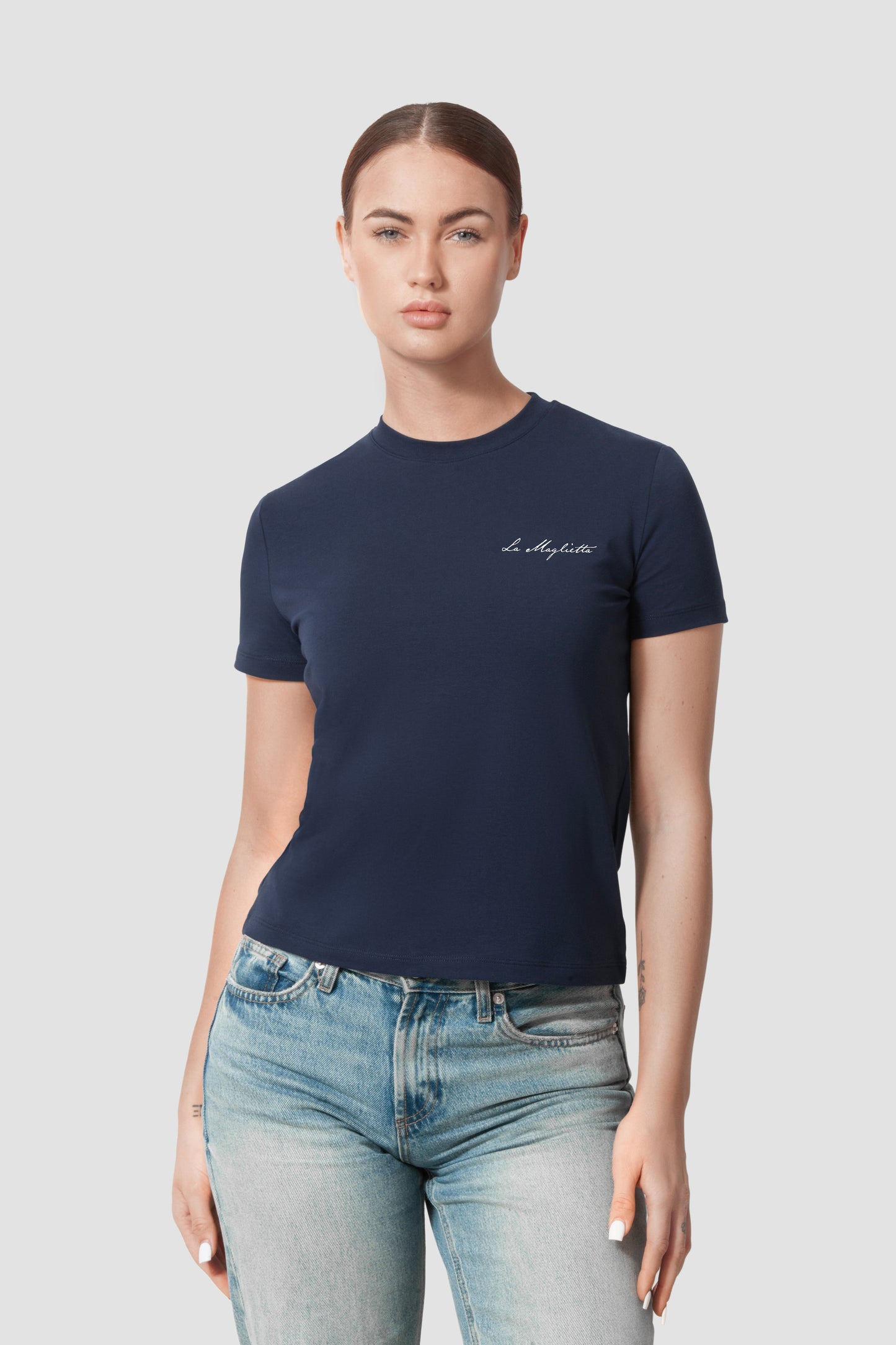 T-Shirt blue ladies logo small