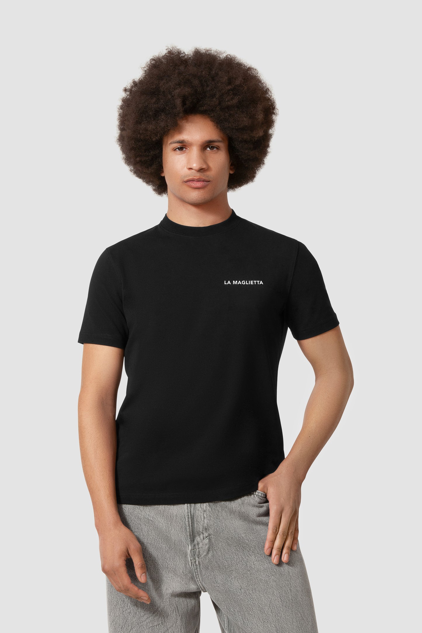 T-Shirt black men's small logo SLIM FIT