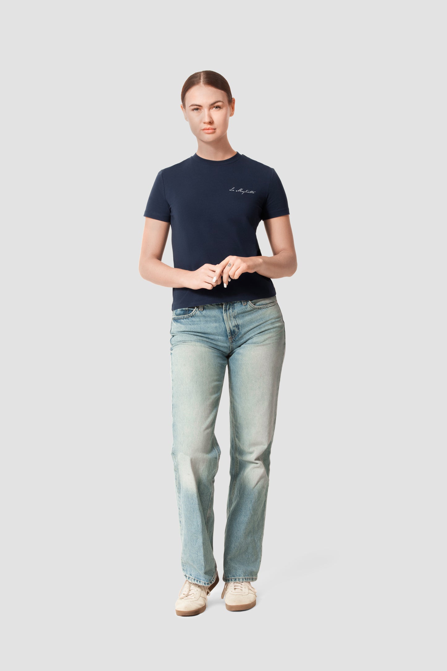 T-Shirt blue ladies logo small