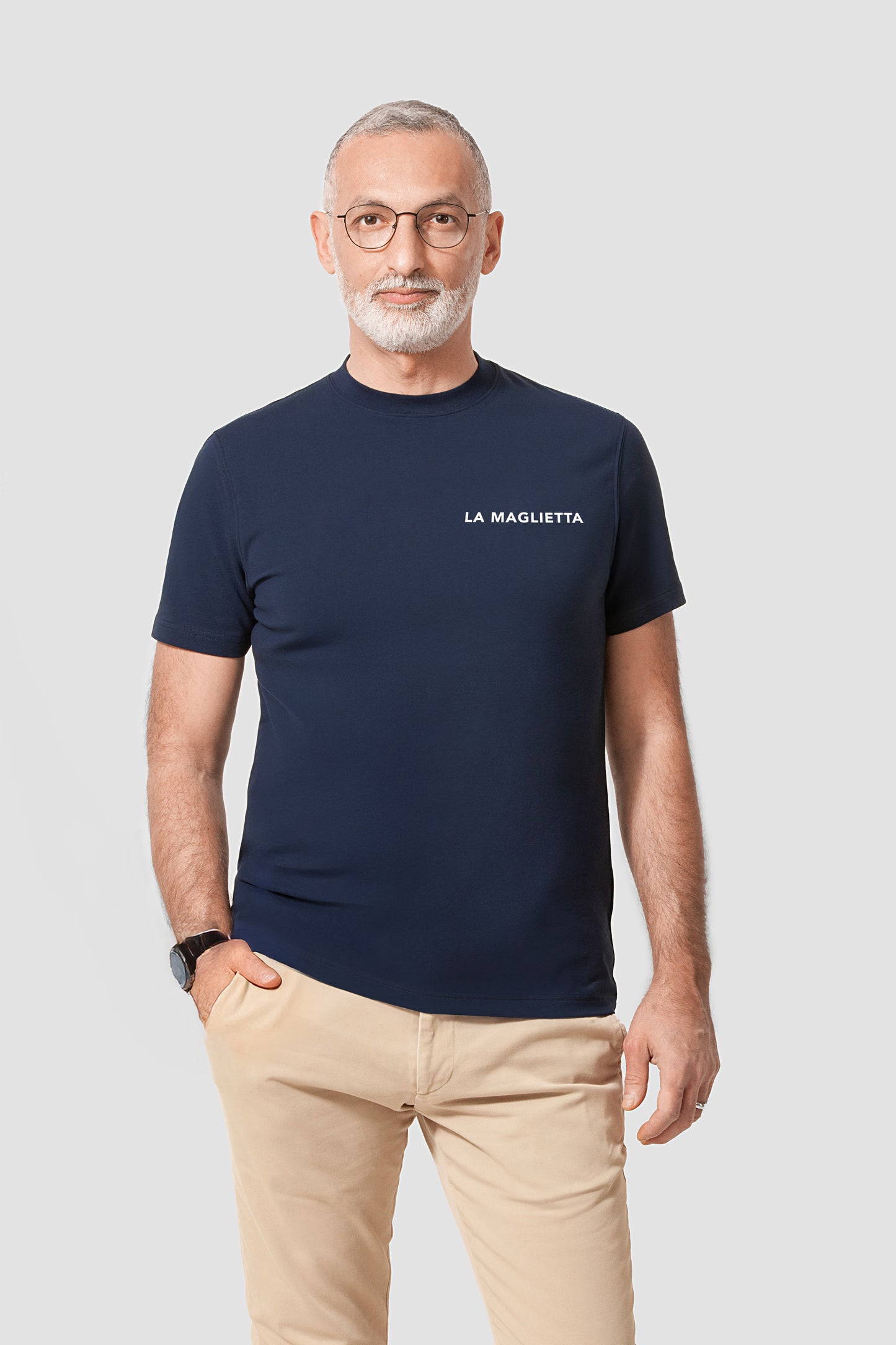 T-shirt blue men's logo small SLIM FIT