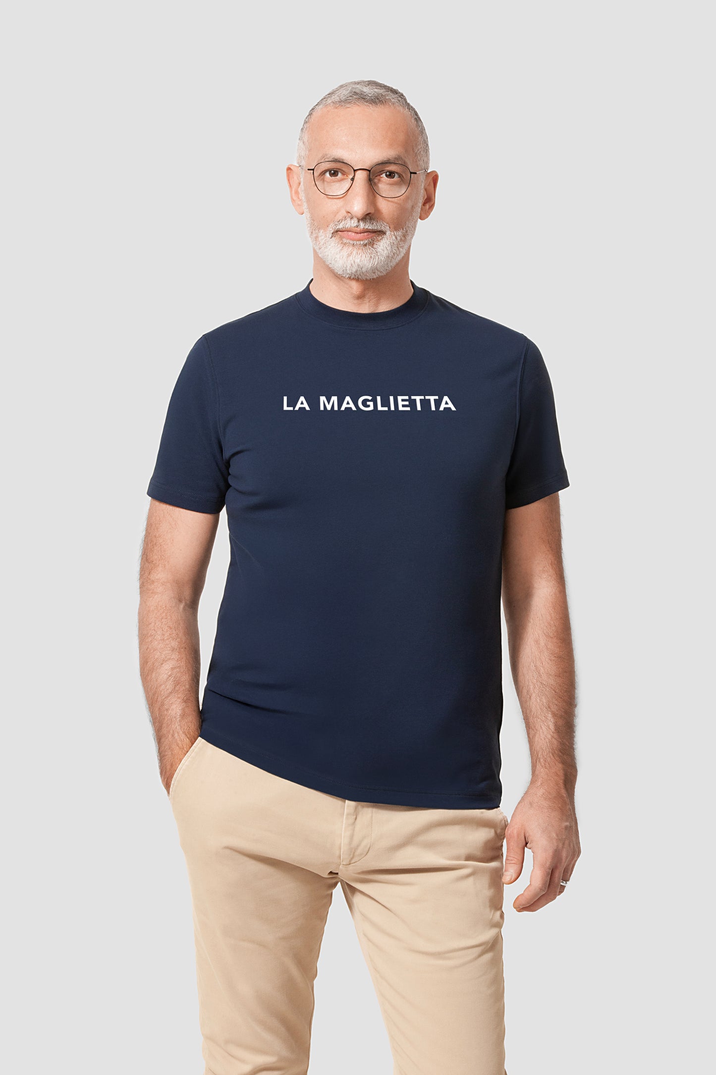 T-shirt blue men's logo large SLIM FIT