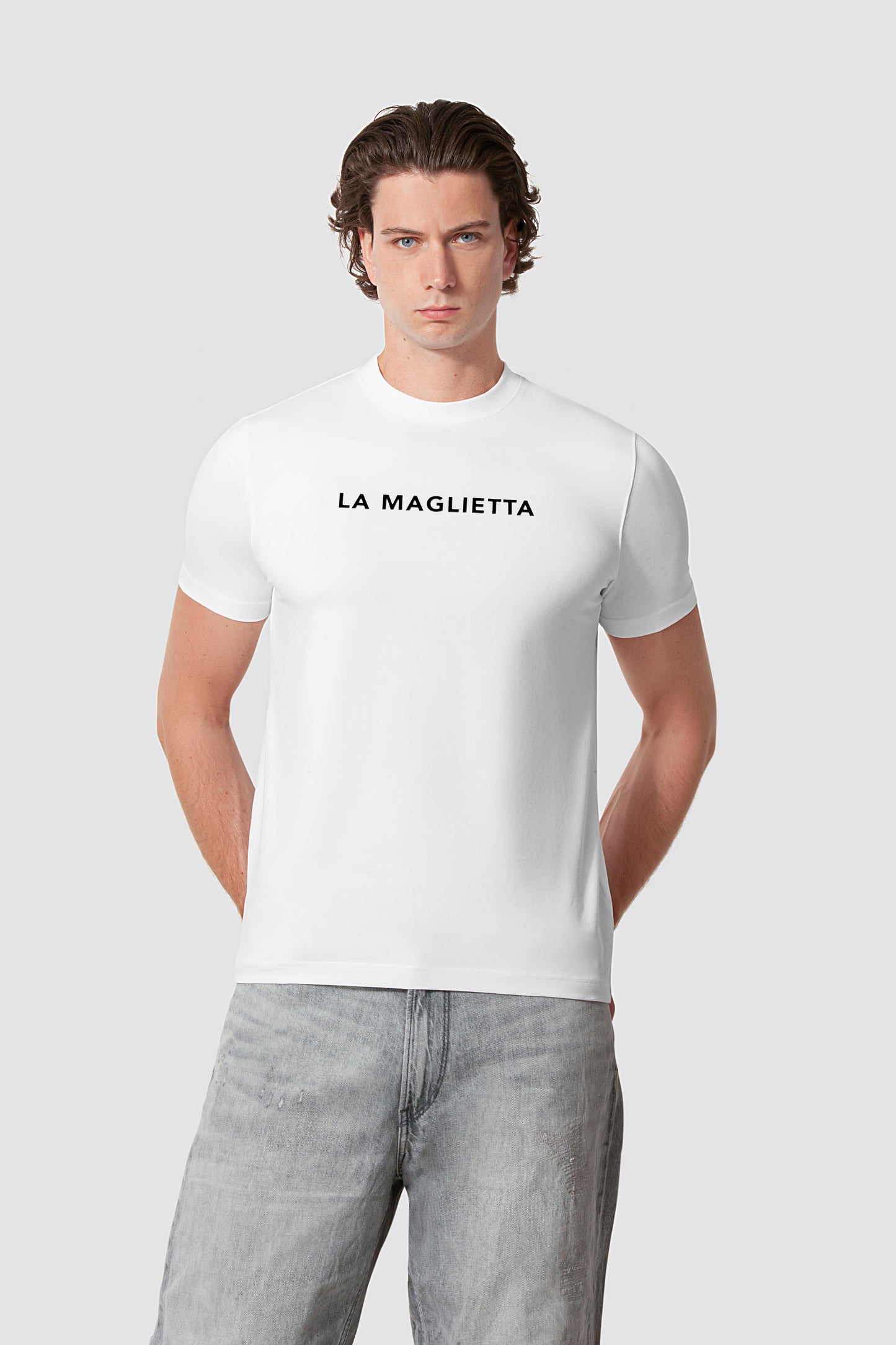 T-shirt white men's logo large SLIM FIT