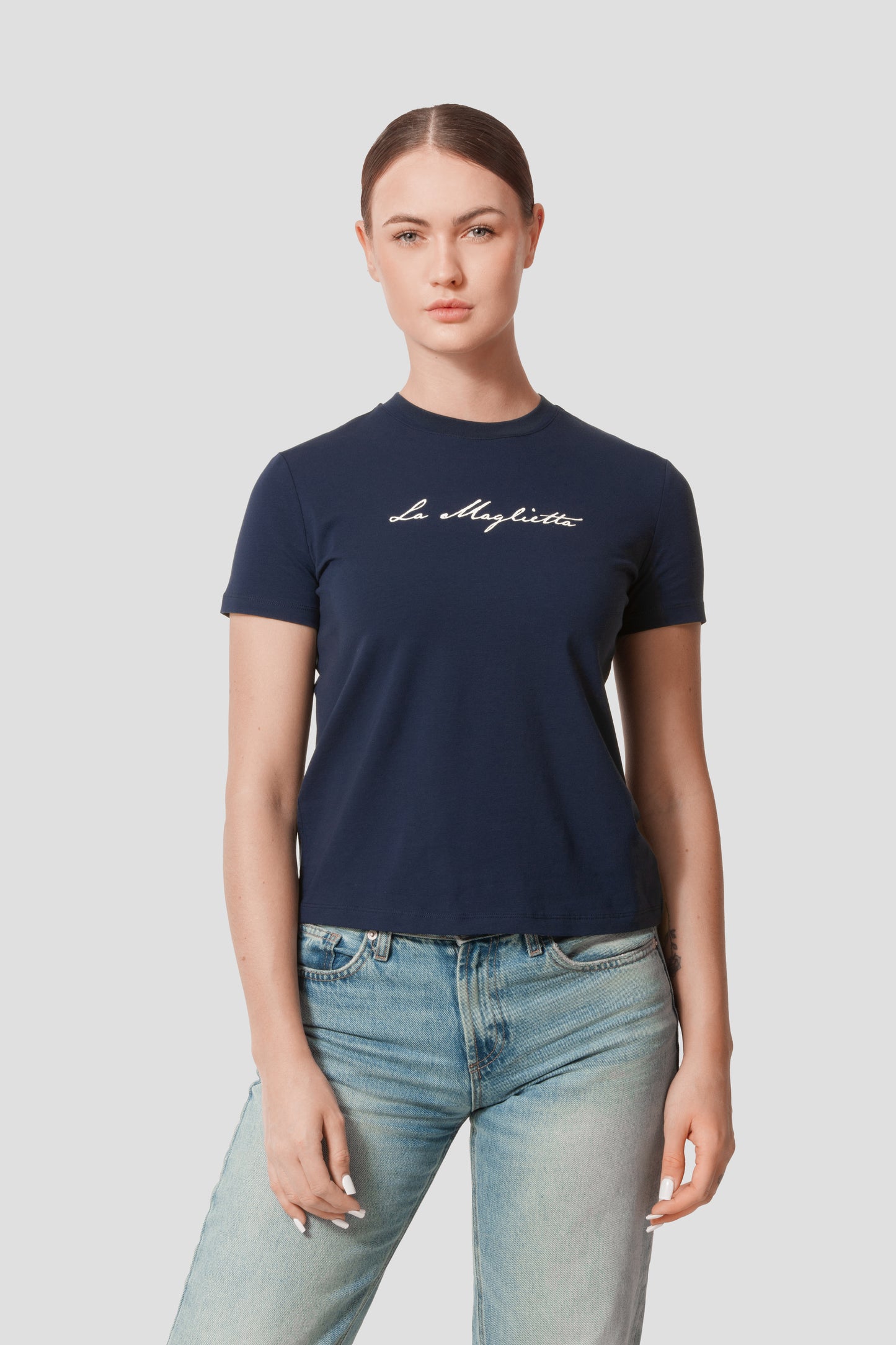 T-Shirt blue ladies logo large