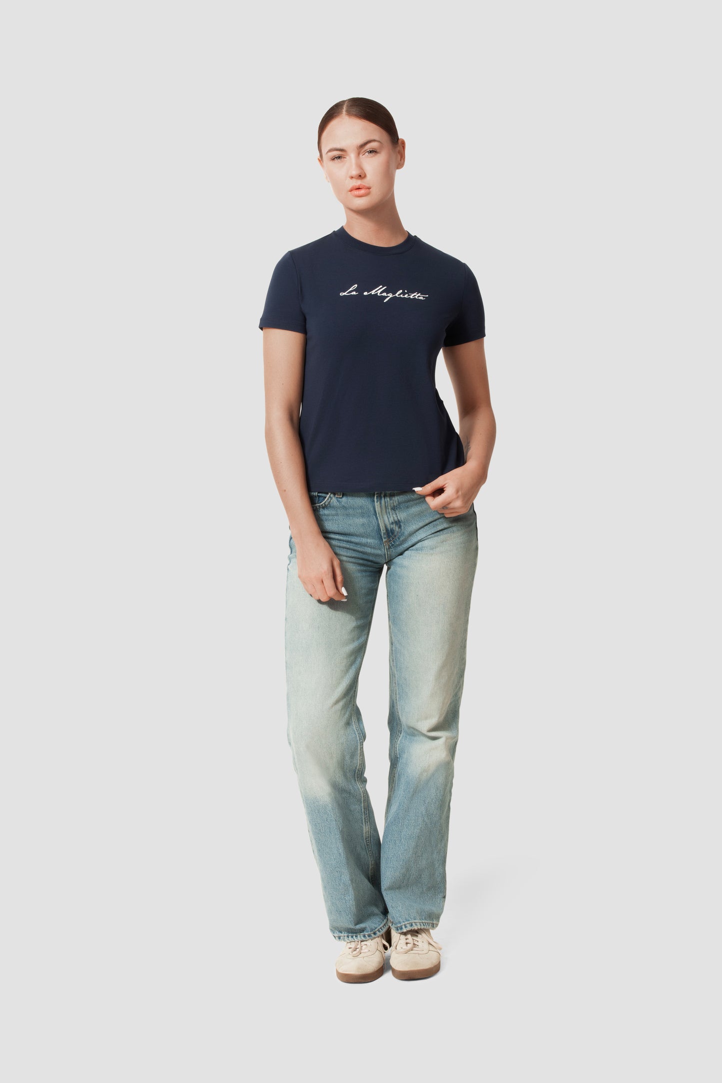 T-Shirt blue ladies logo large